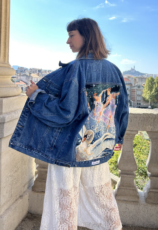 Upcycled jacket Swan Lake (XL)