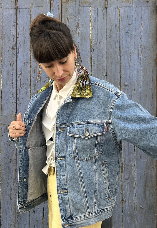 Upcycled jacket Swans (L)