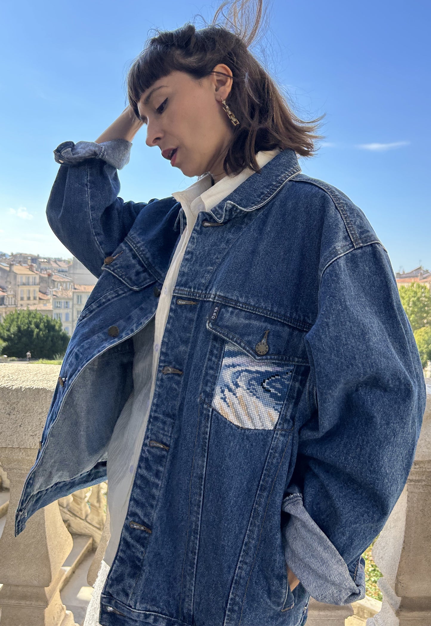 Upcycled jacket Swan Lake (XL)