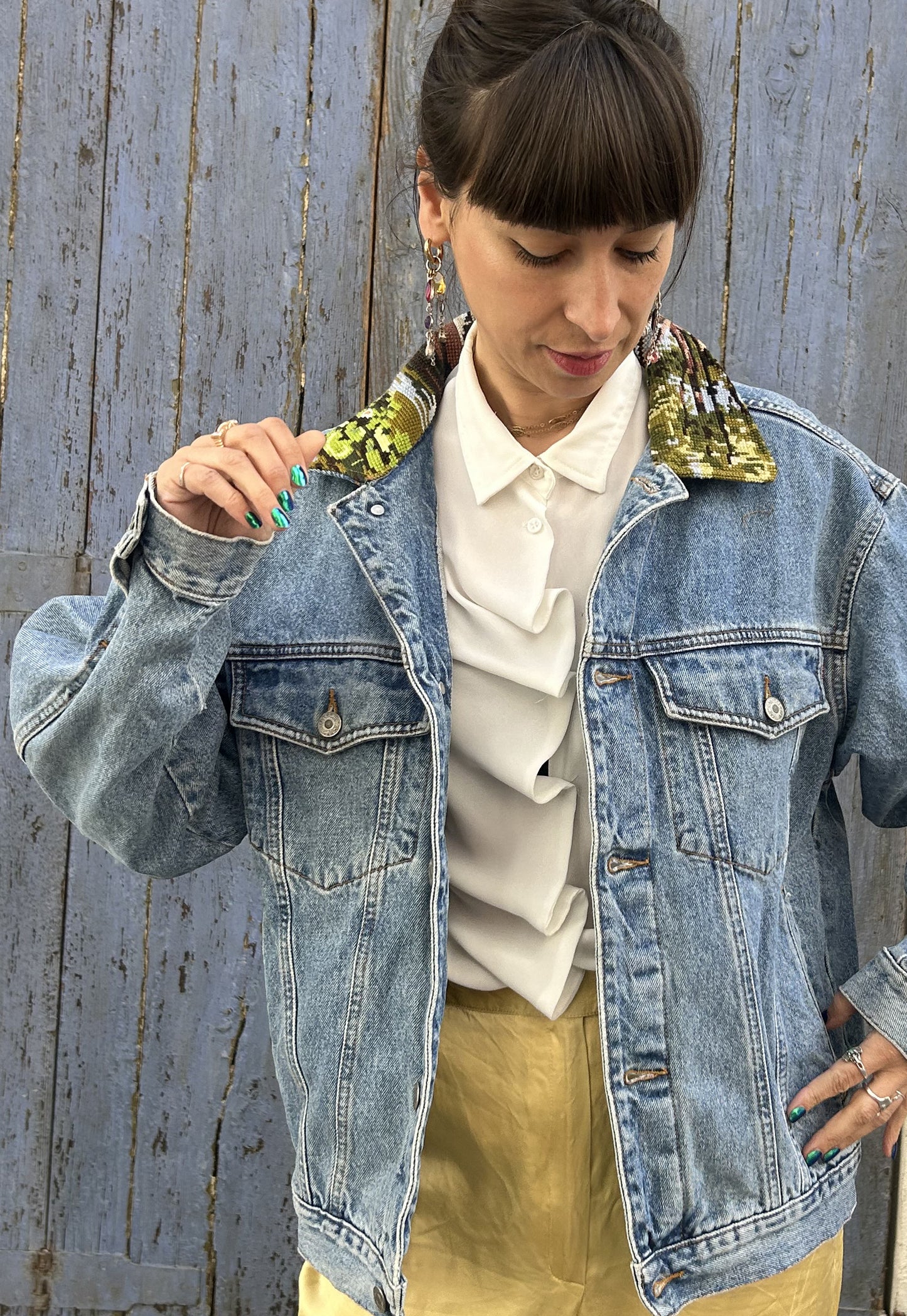 Upcycled jacket Swans (L)