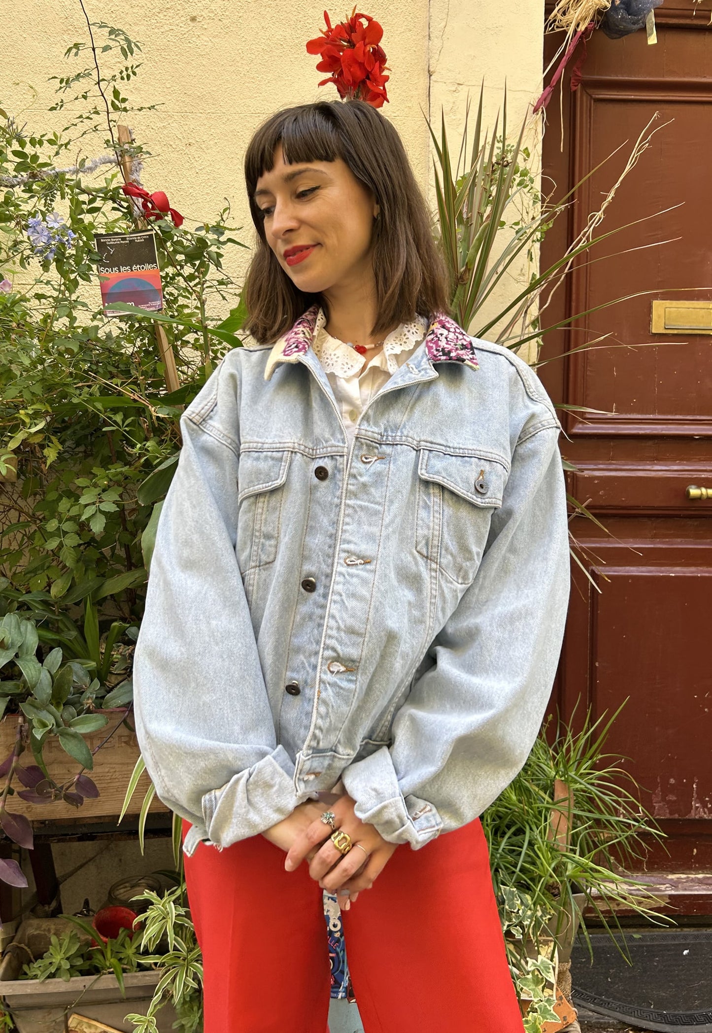 Frankie upcycled jacket Anémones (L)