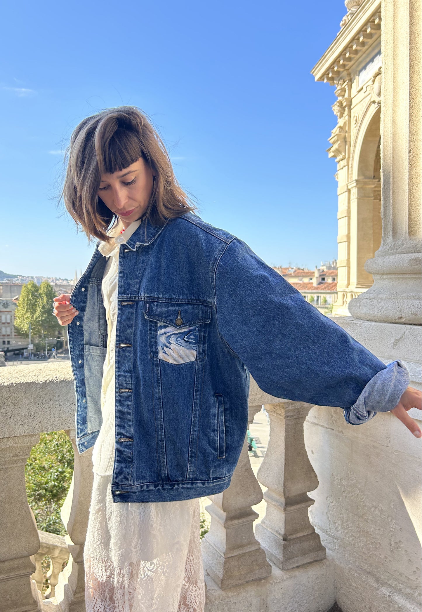 Upcycled jacket Swan Lake (XL)