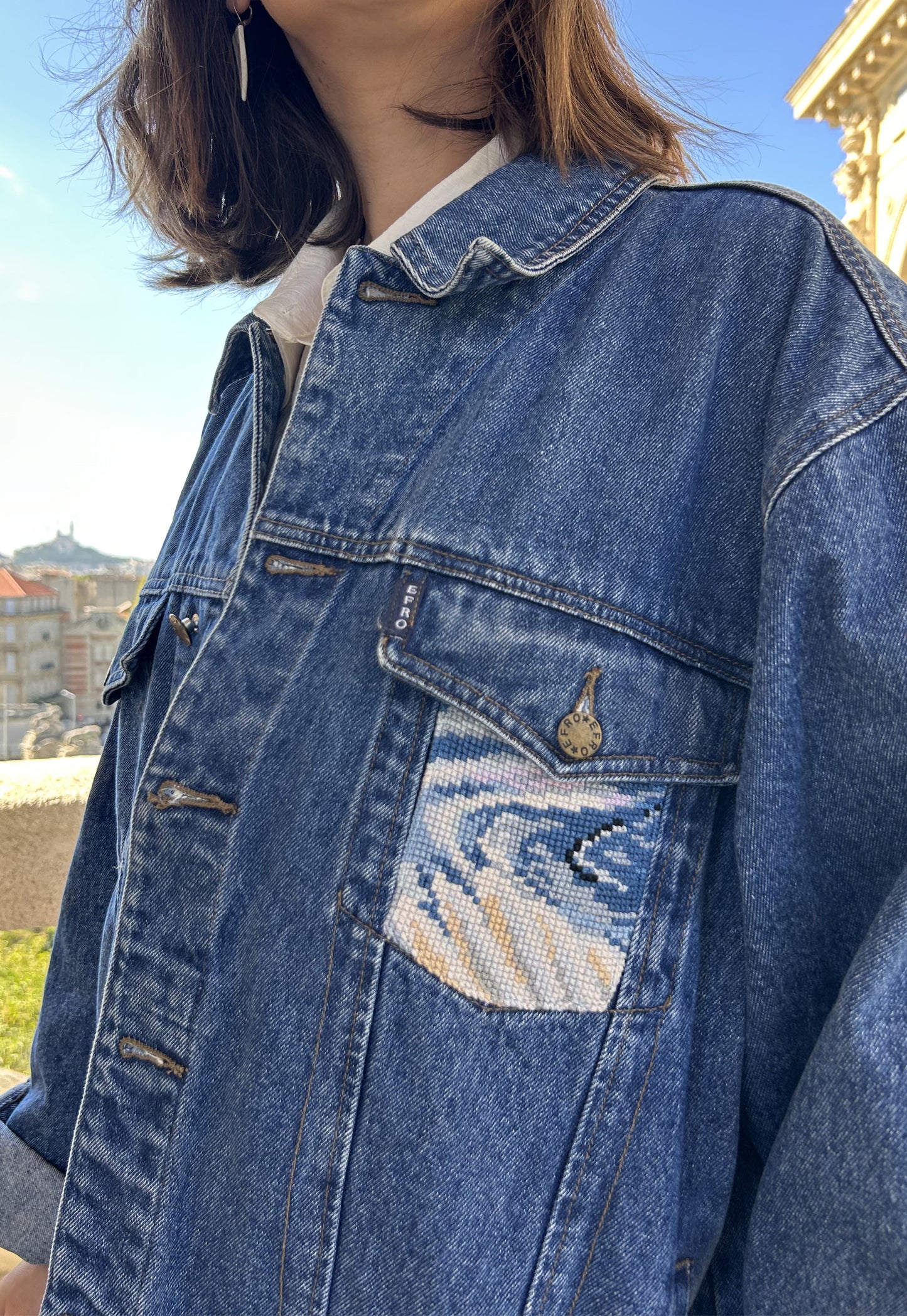 Upcycled jacket Swan Lake (XL)