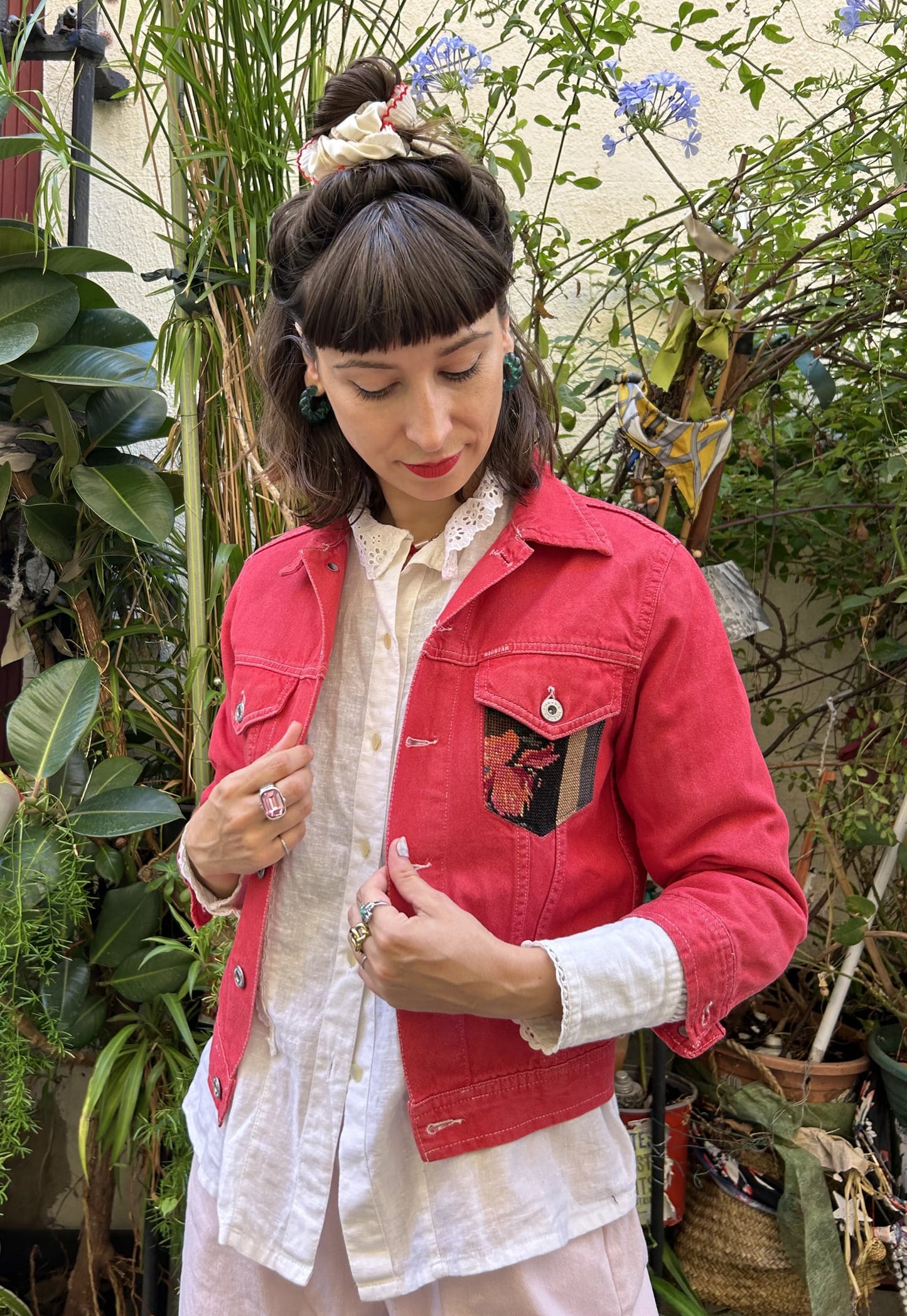 Upcycled jacket Tulips (XS)