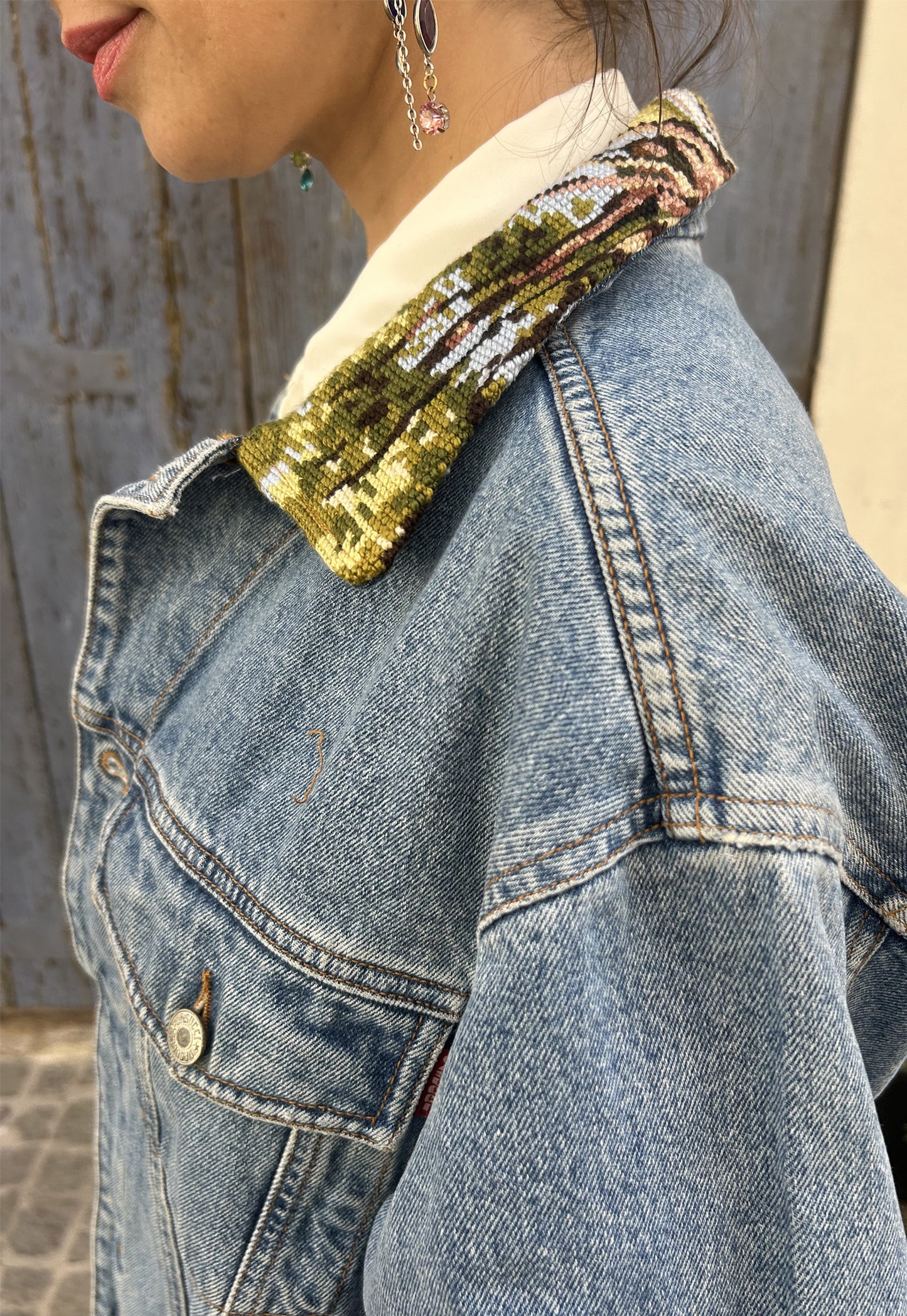 Upcycled jacket Swans (L)