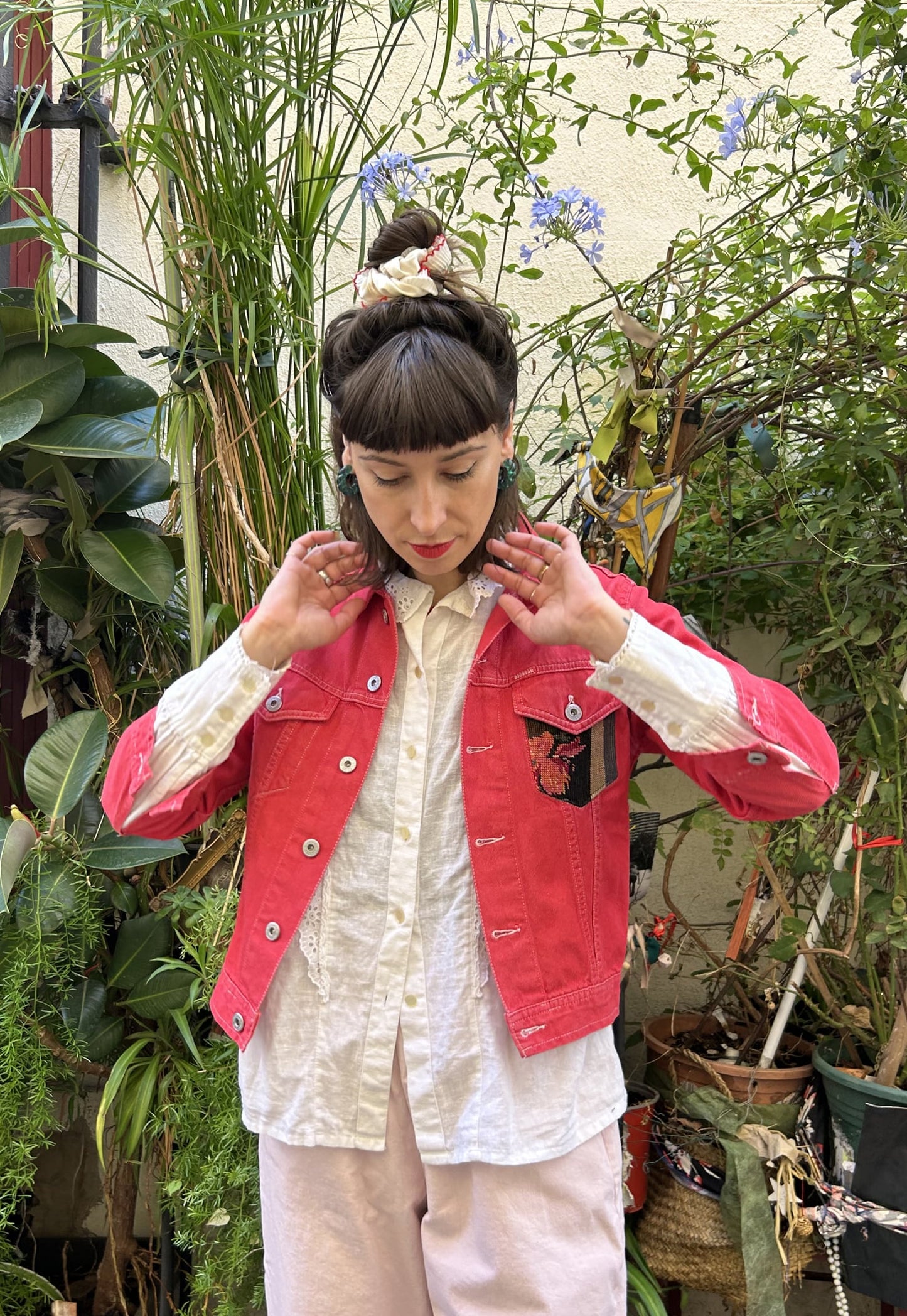 Upcycled jacket Tulips (XS)