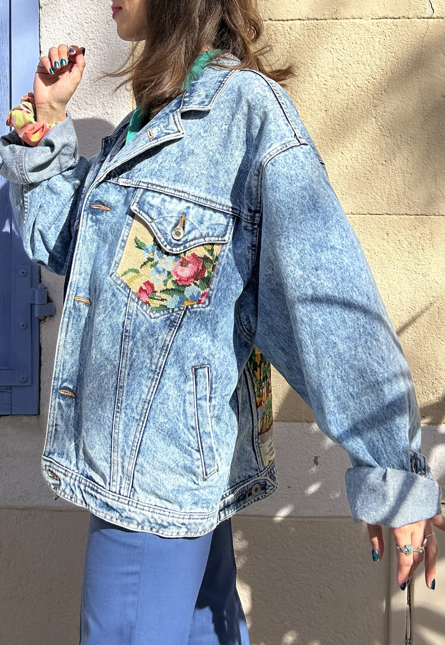 Upcycled jacket Majestic Peacock (XL/XXL)