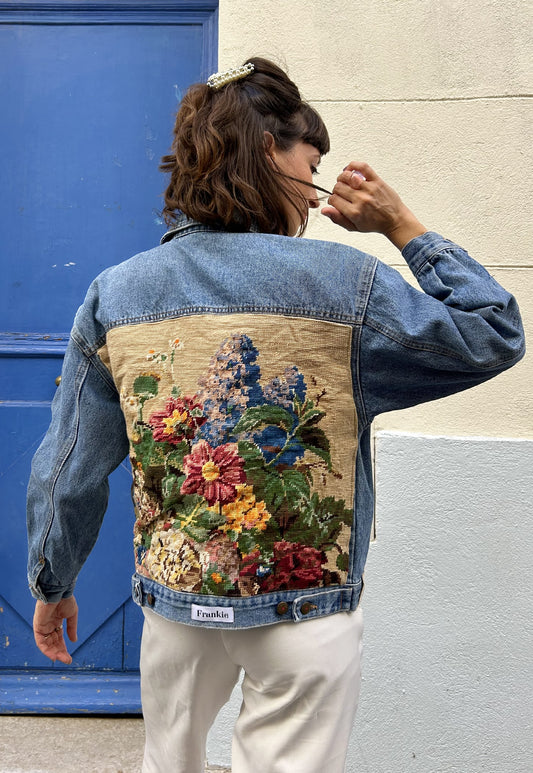 Frankie upcycled jacket Pastel Bouquet (M)