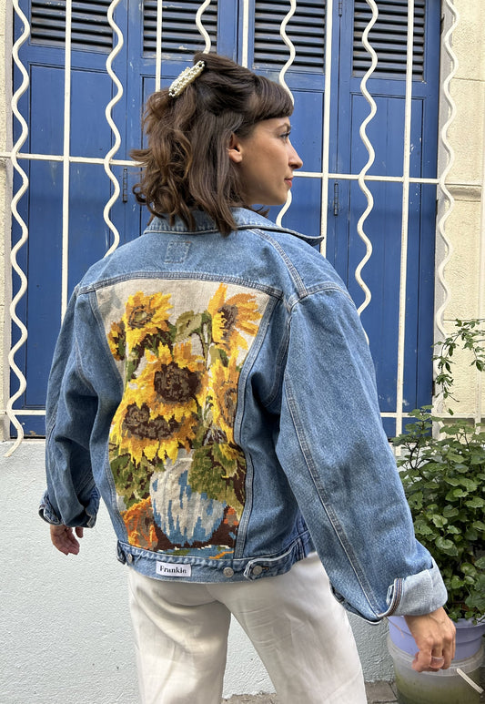 Frankie upcycled jacket Sunflowers (M/L)
