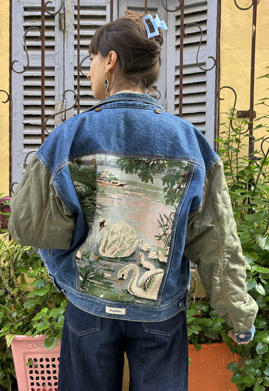 Upcycled jacket Swans (M)