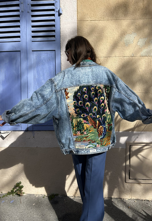 Upcycled jacket Majestic Peacock (XL/XXL)