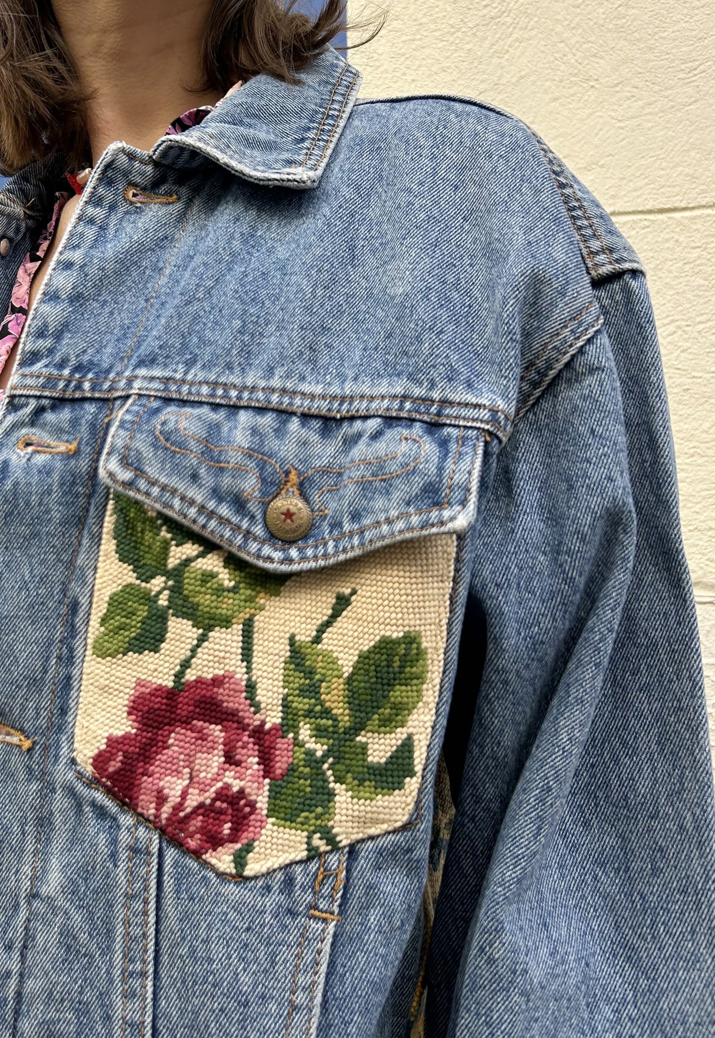 Frankie upcycled jacket Pastel Bouquet (M)