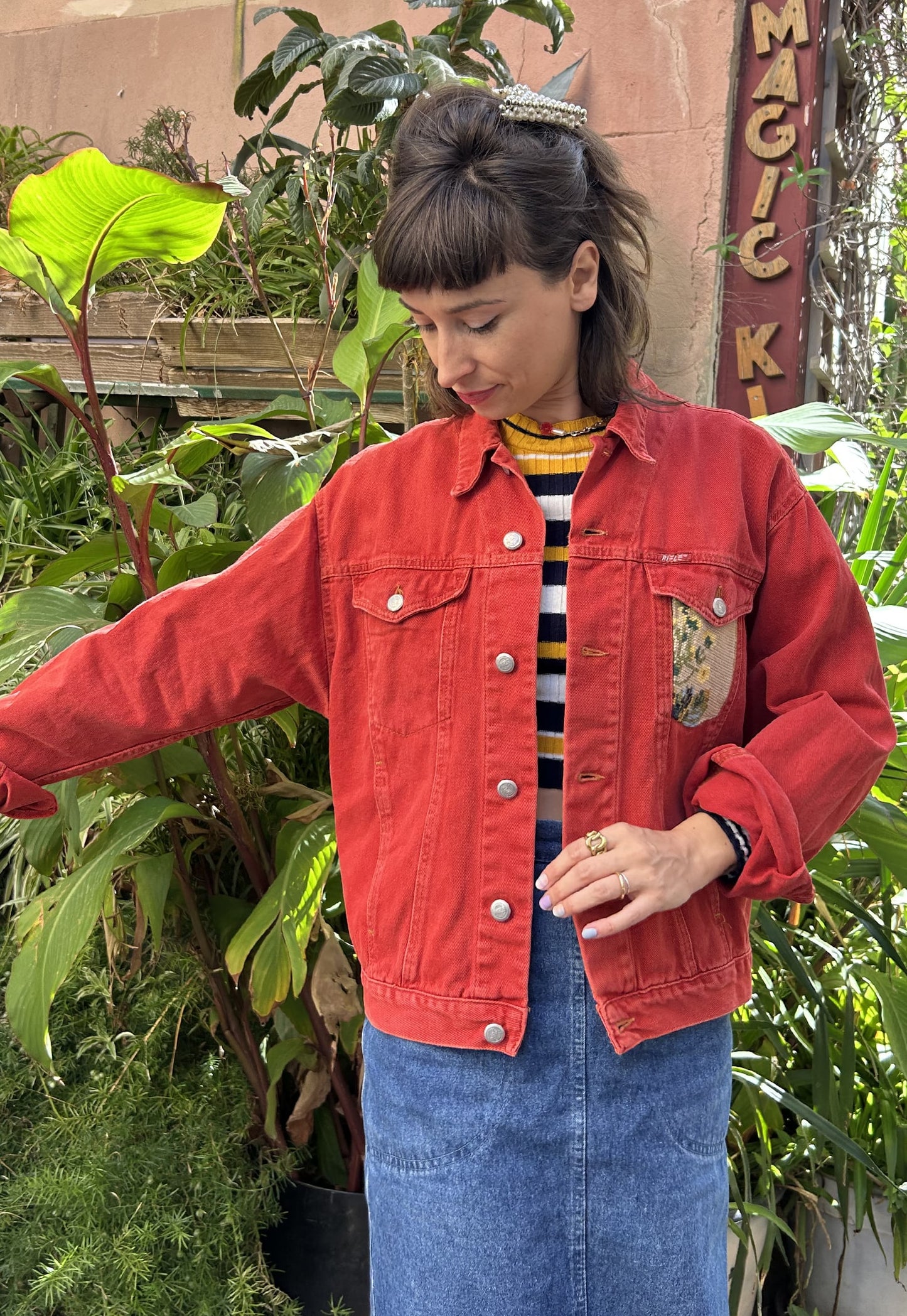 Frankie upcycled jacket Royal Bouquet (M)