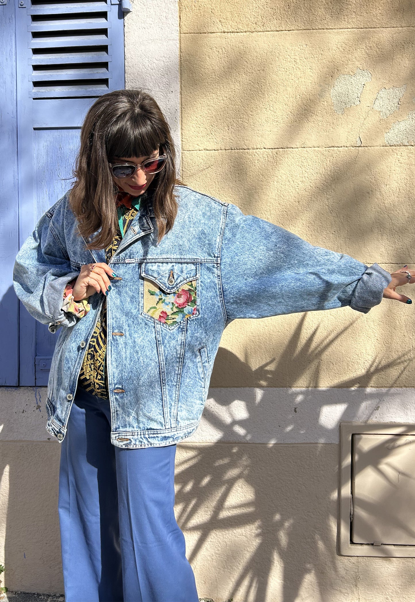 Upcycled jacket Majestic Peacock (XL/XXL)