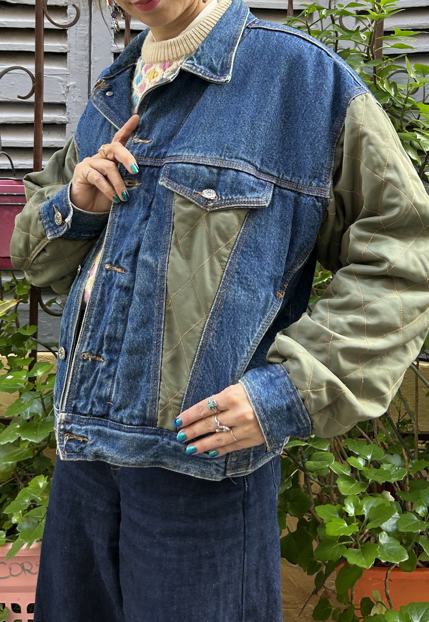 Upcycled jacket Swans (M)