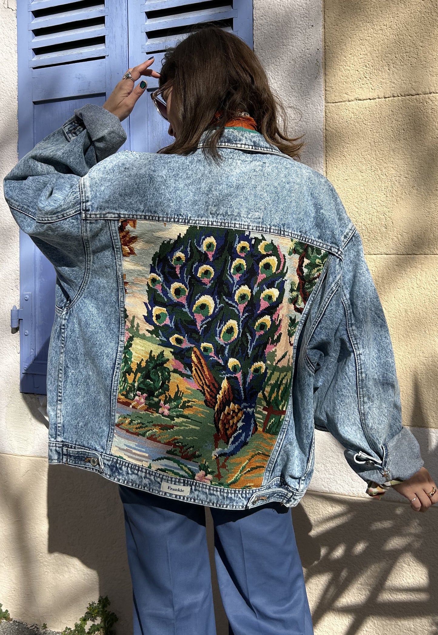 Upcycled jacket Majestic Peacock (XL/XXL)