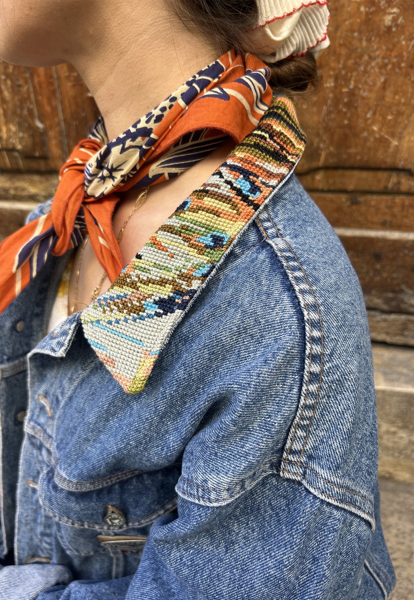 Upcycled jacket Peacock (M/L)