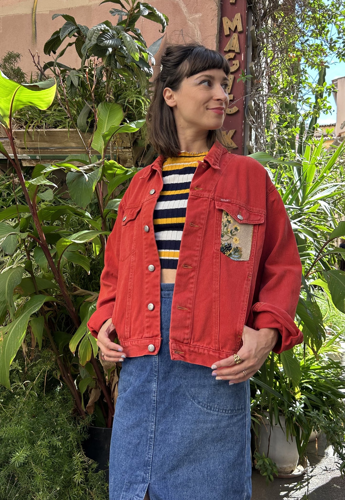Frankie upcycled jacket Royal Bouquet (M)