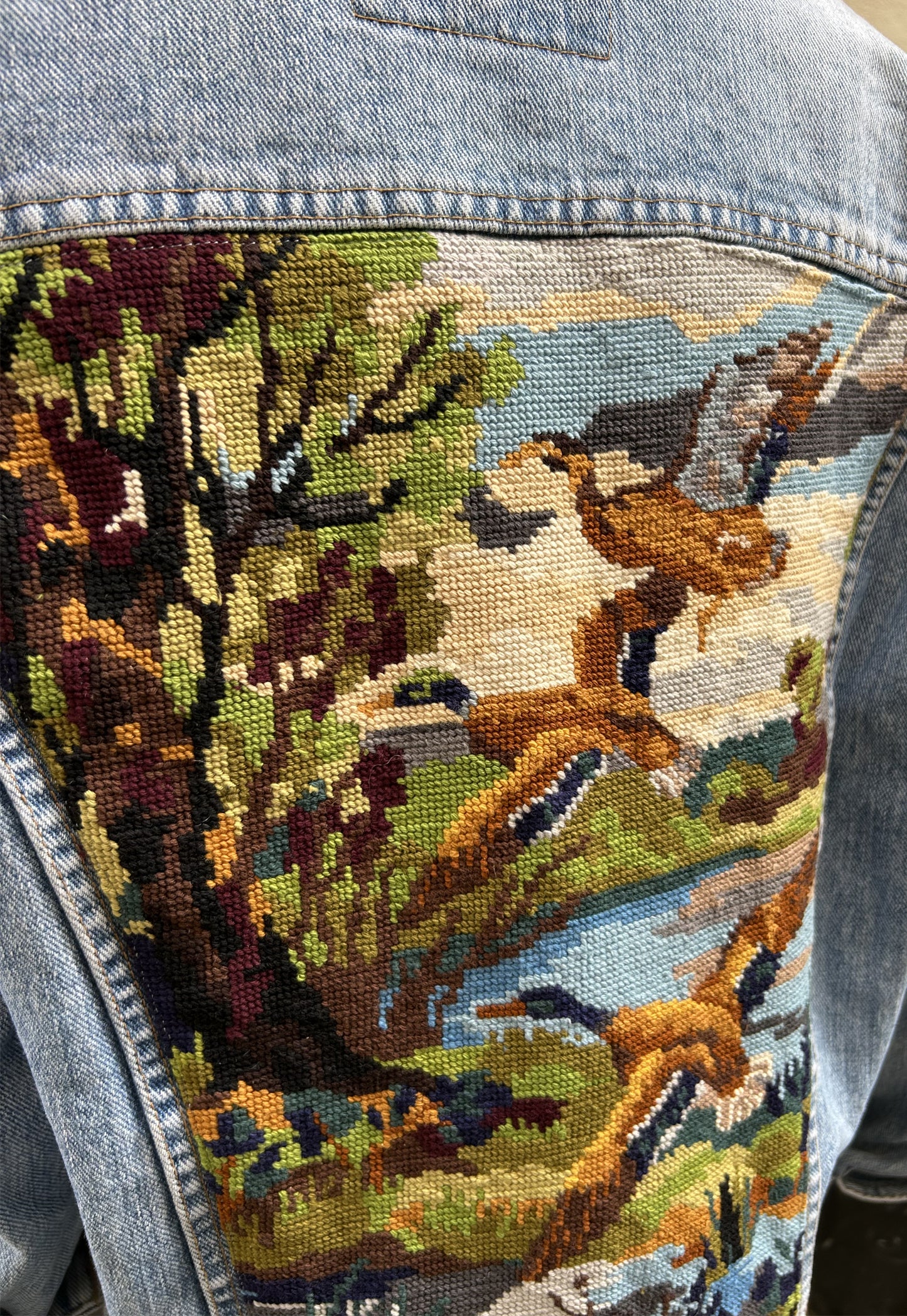 Upcycled jacket Ducks (S/M)