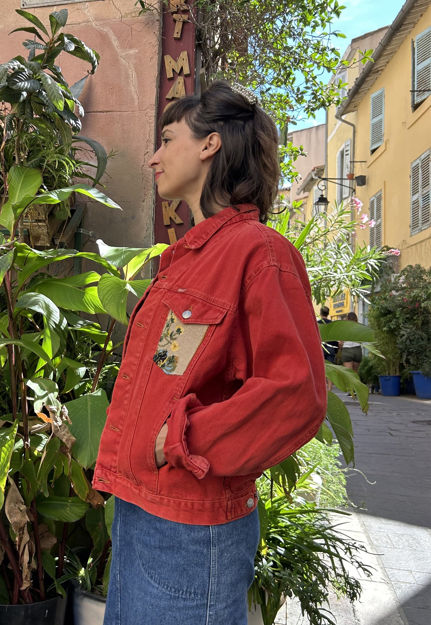 Frankie upcycled jacket Royal Bouquet (M)