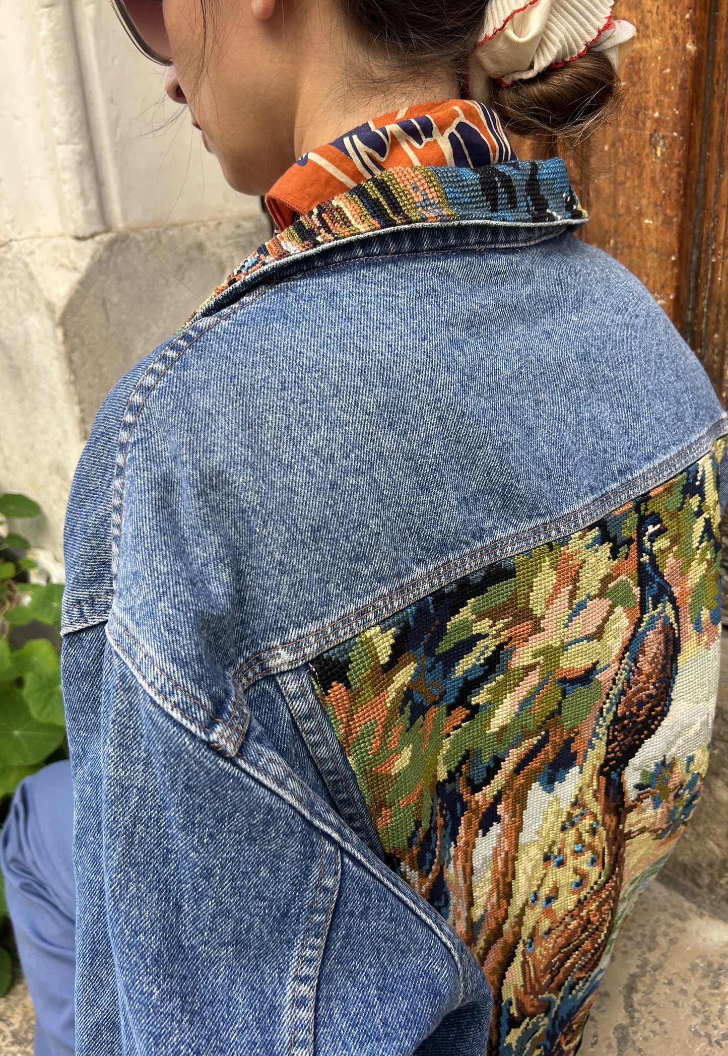 Upcycled jacket Peacock (M/L)