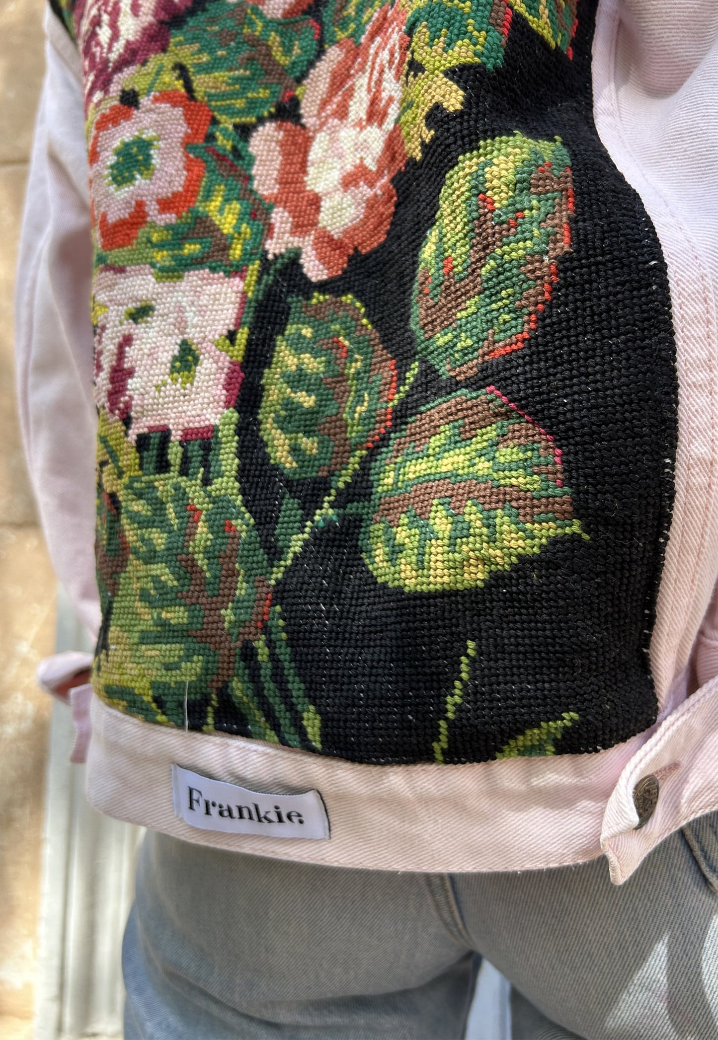 Frankie upcycled jacket Pink roses (M)