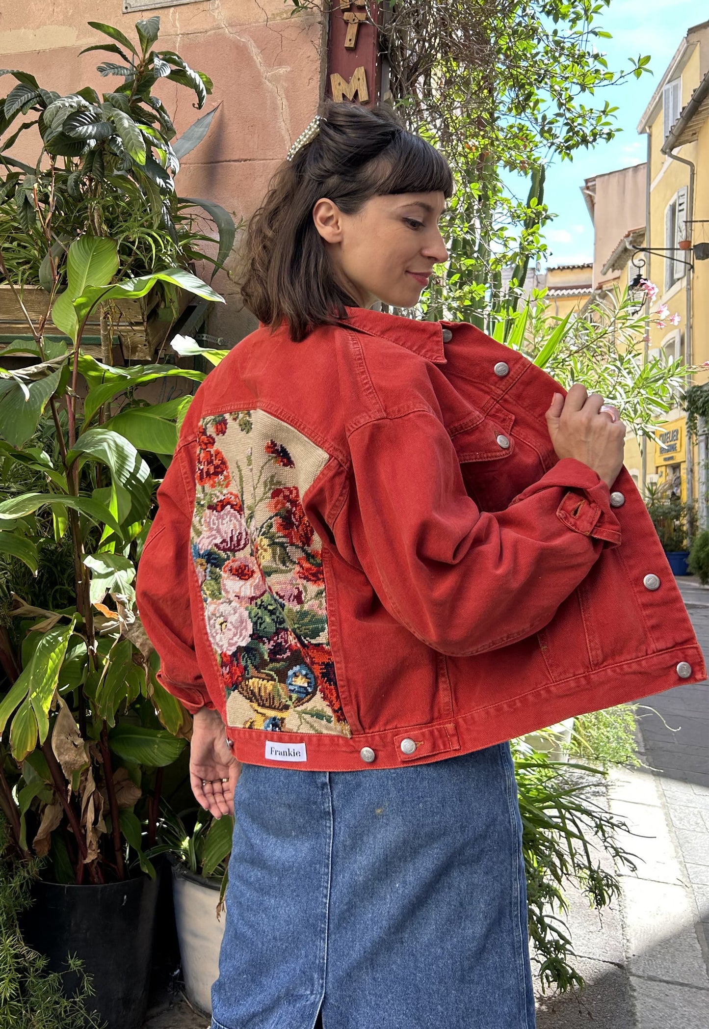 Frankie upcycled jacket Royal Bouquet (M)