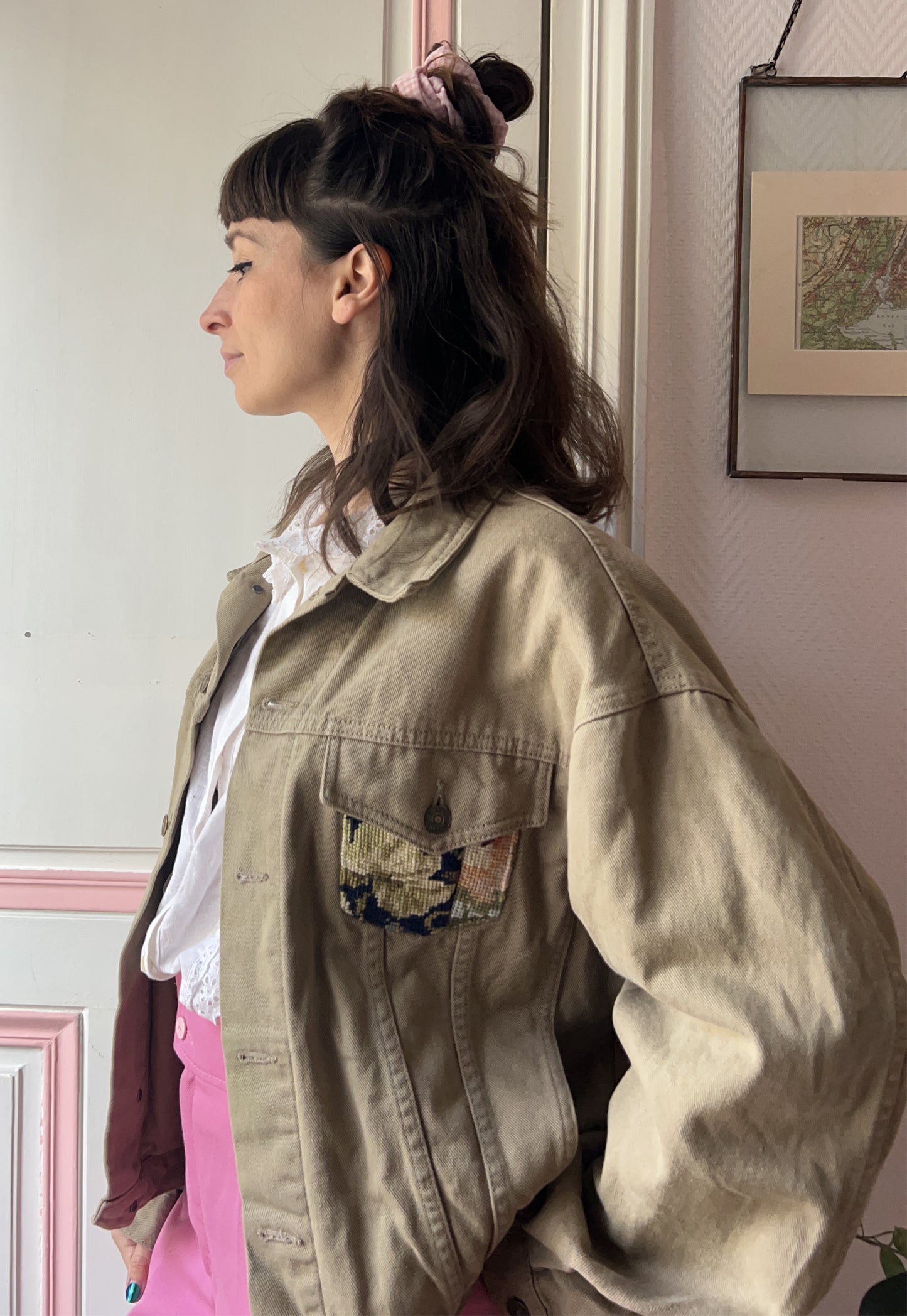 Upcycled jacket Peacock (L)