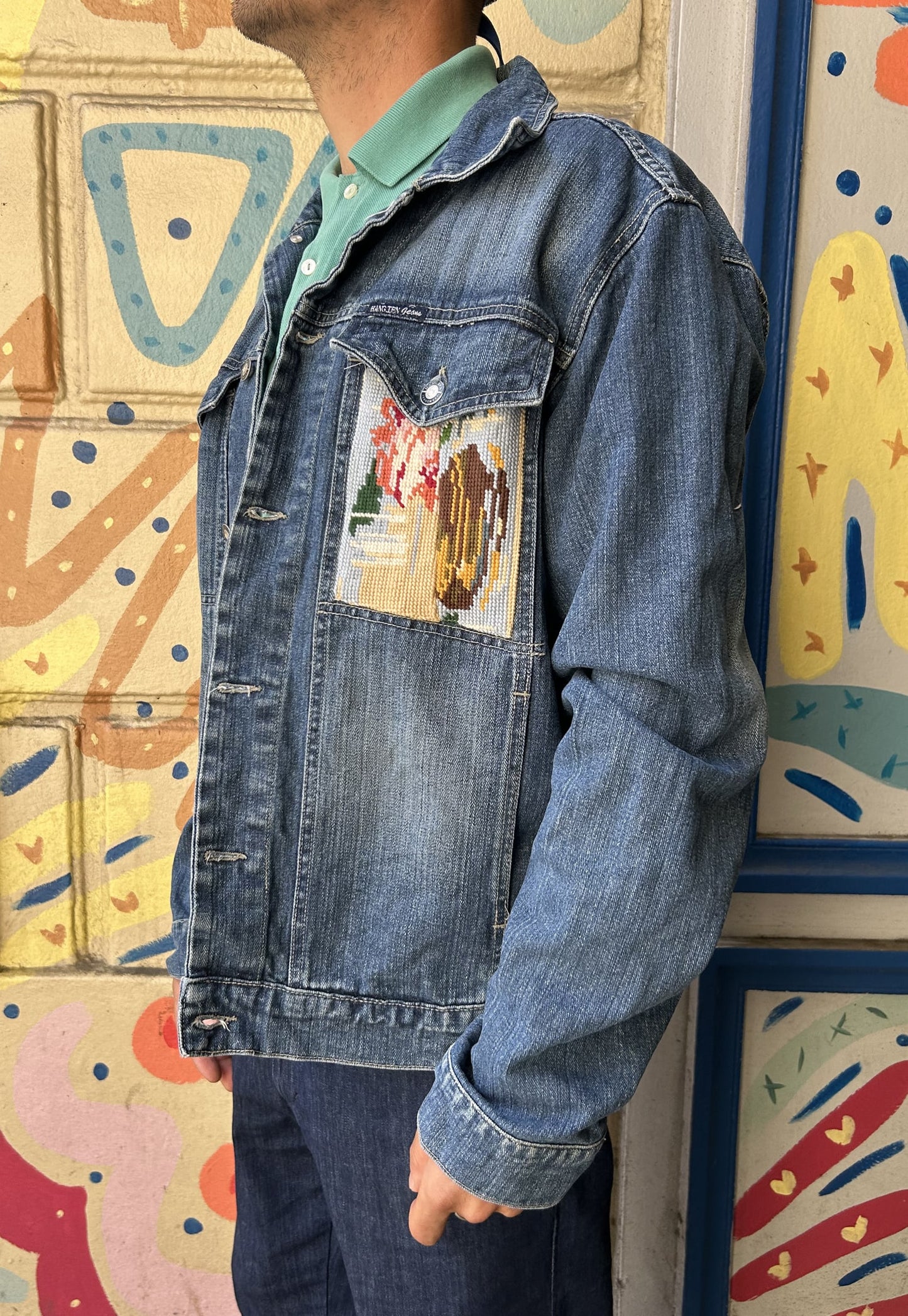Frankie upcycled jacket Bouquet Pastel (L)