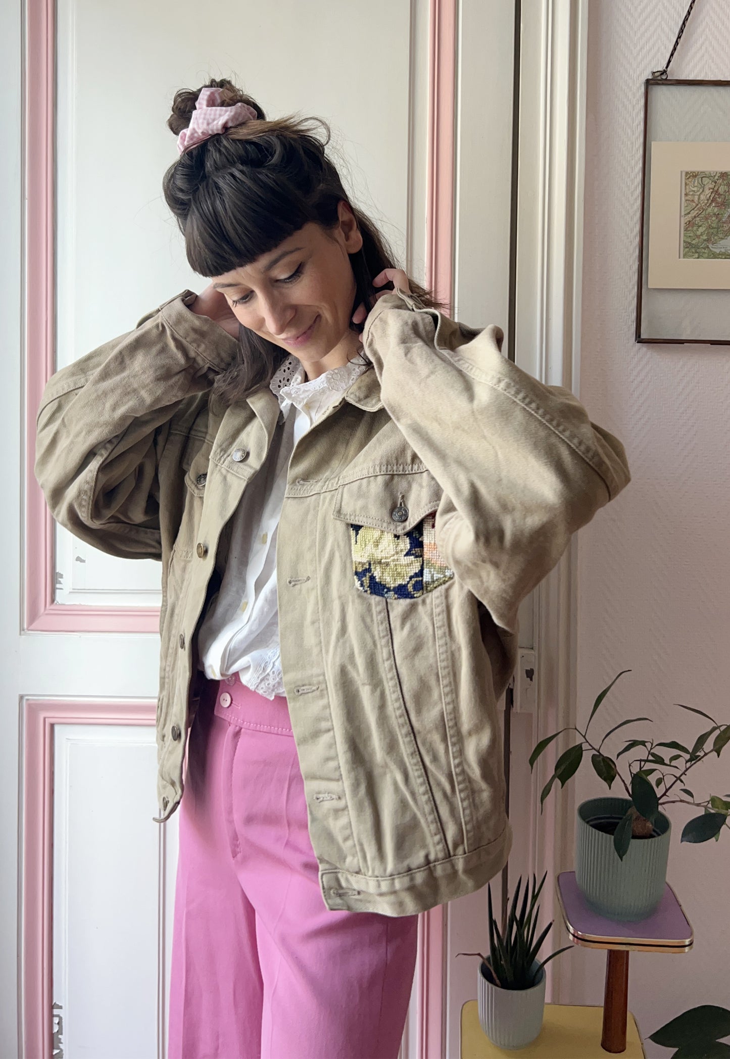 Upcycled jacket Peacock (L)