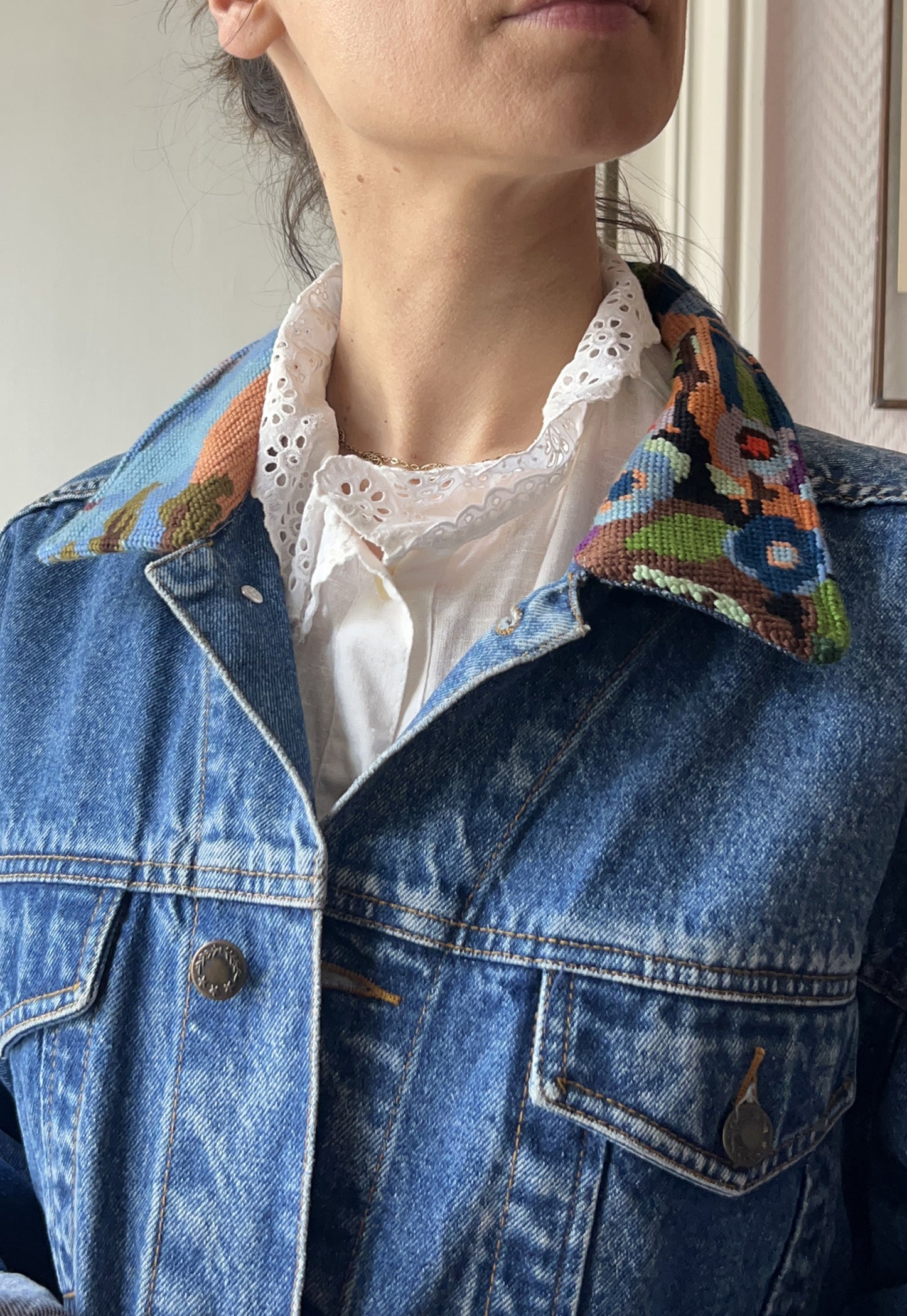 Upcycled jacket Flamingos (L)