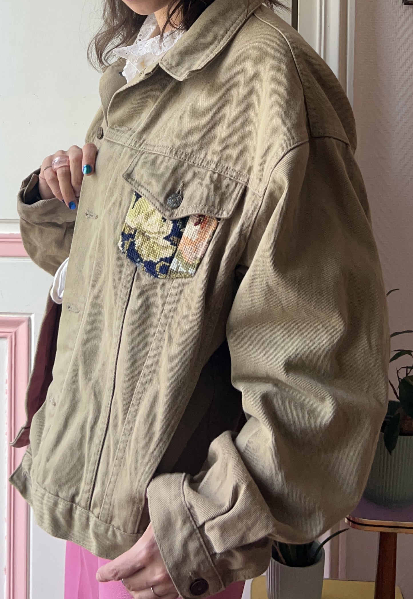 Upcycled jacket Peacock (L)