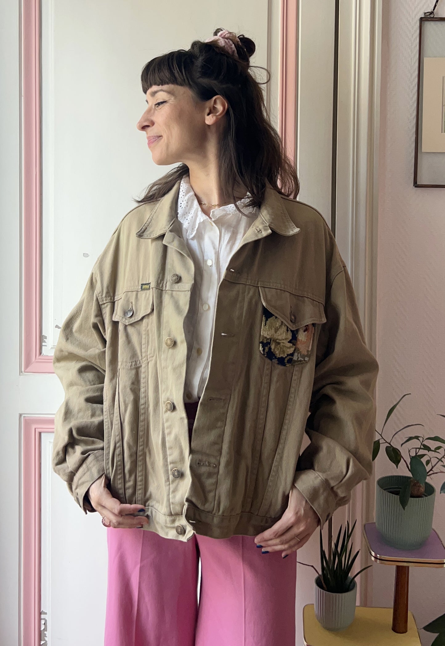 Upcycled jacket Peacock (L)