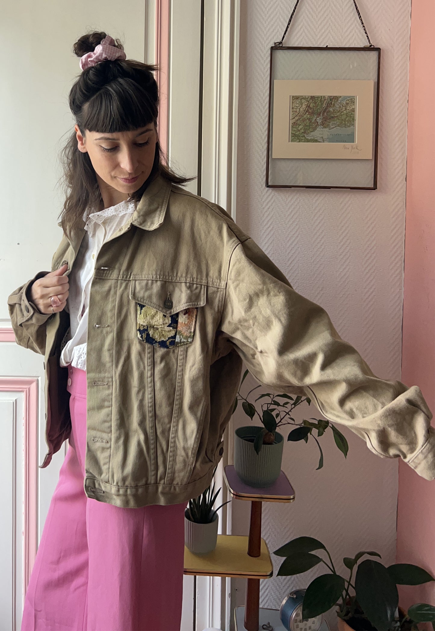 Upcycled jacket Peacock (L)