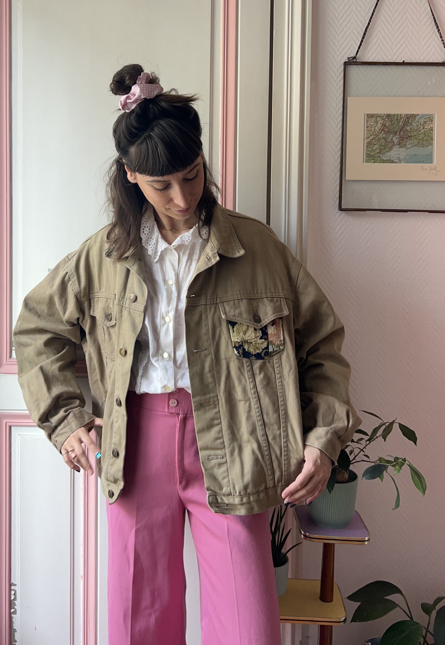 Upcycled jacket Peacock (L)