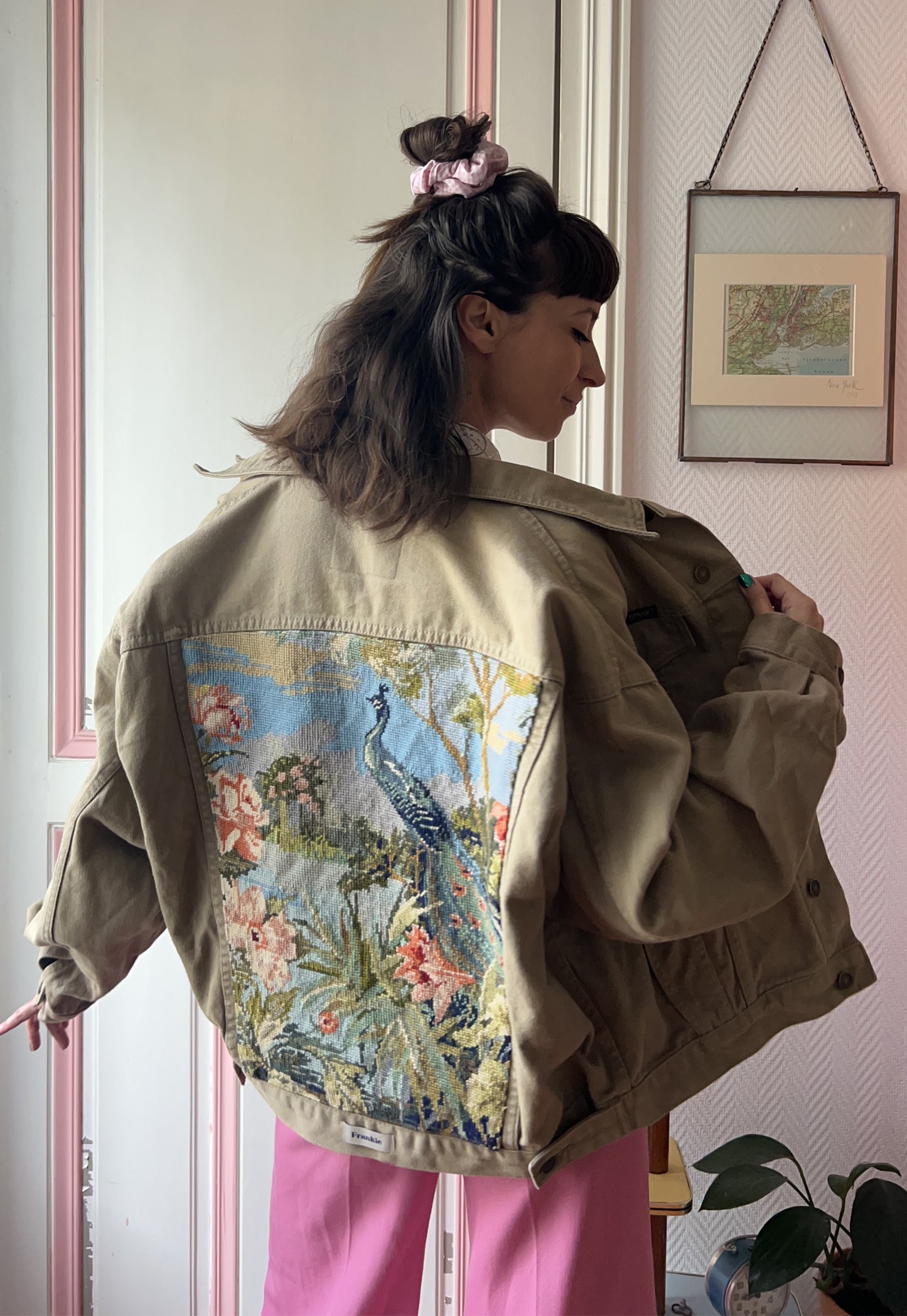 Upcycled jacket Peacock (L)