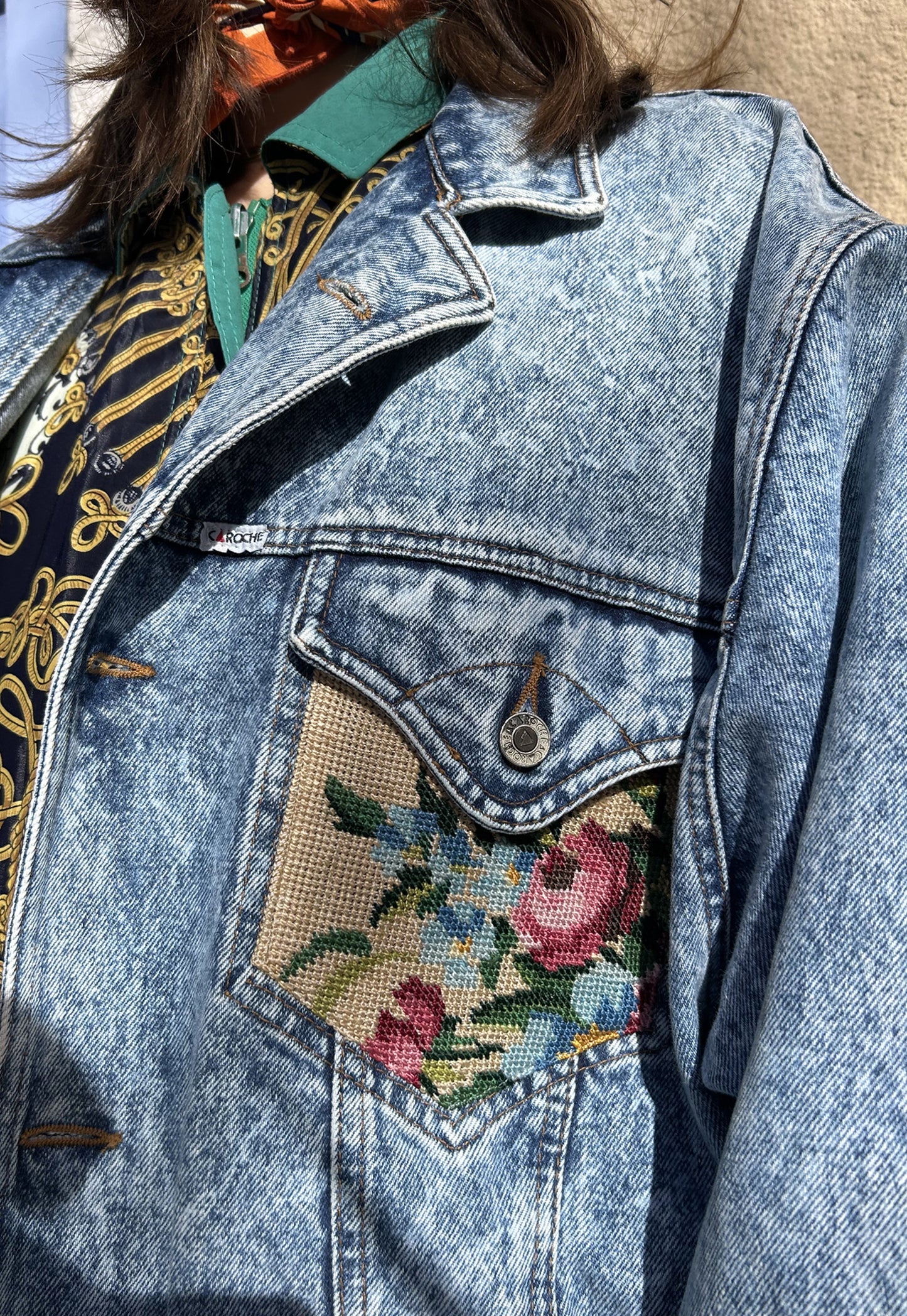 Upcycled jacket Majestic Peacock (XL/XXL)