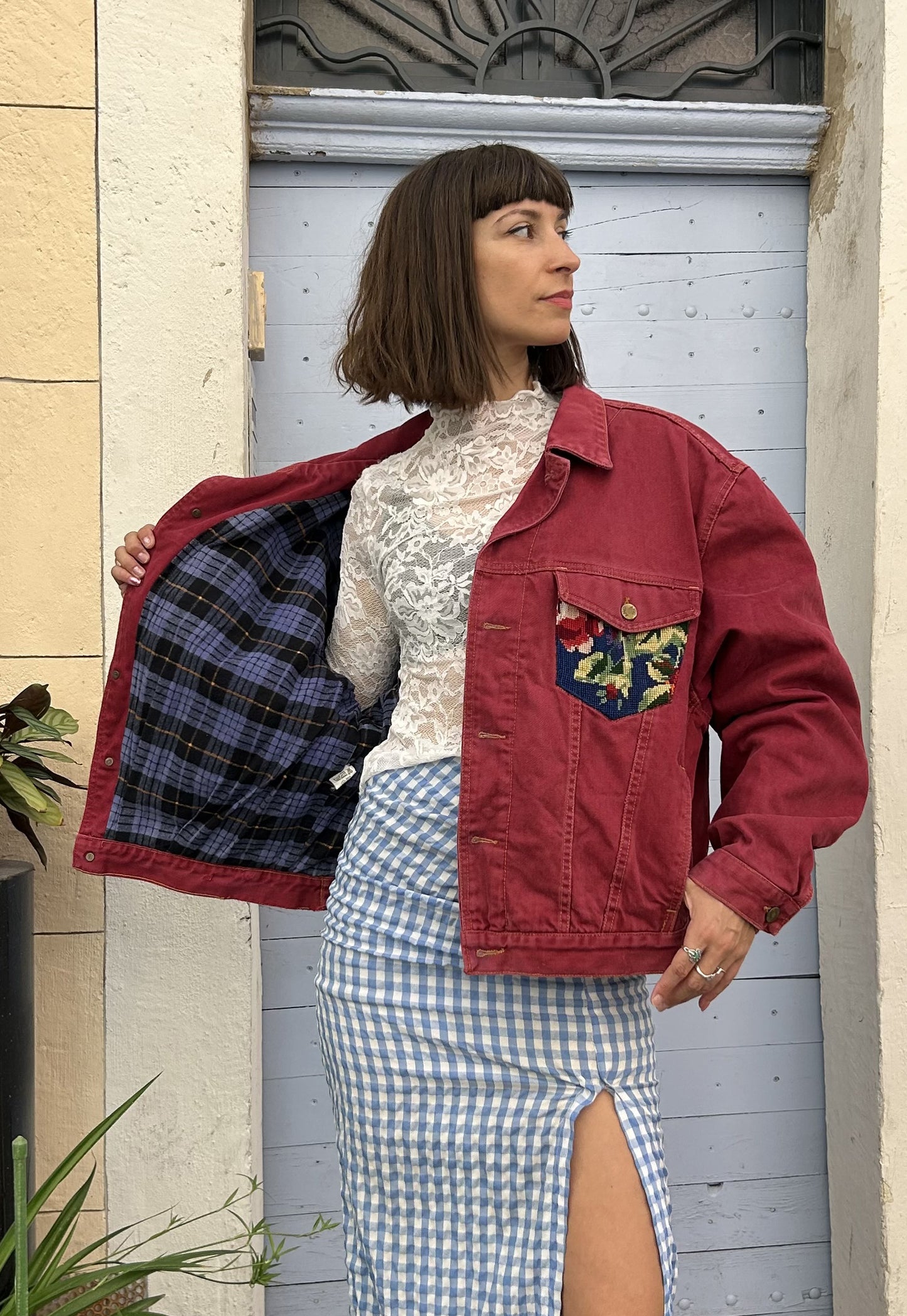 Upcycled jacket Wild Roses (M/L)