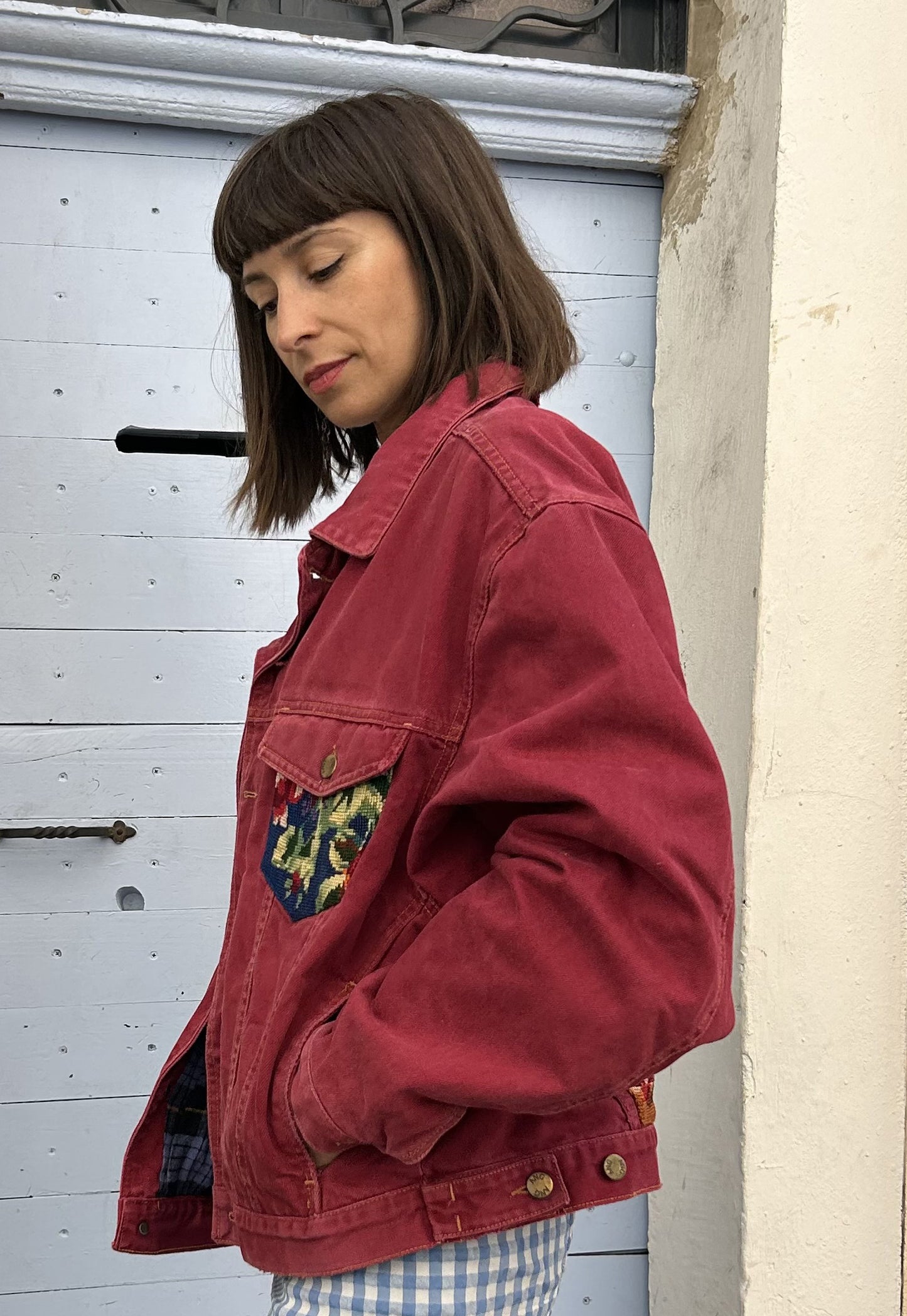 Upcycled jacket Wild Roses (M/L)