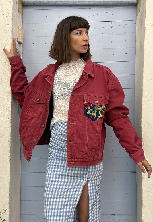 Upcycled jacket Wild Roses (M/L)