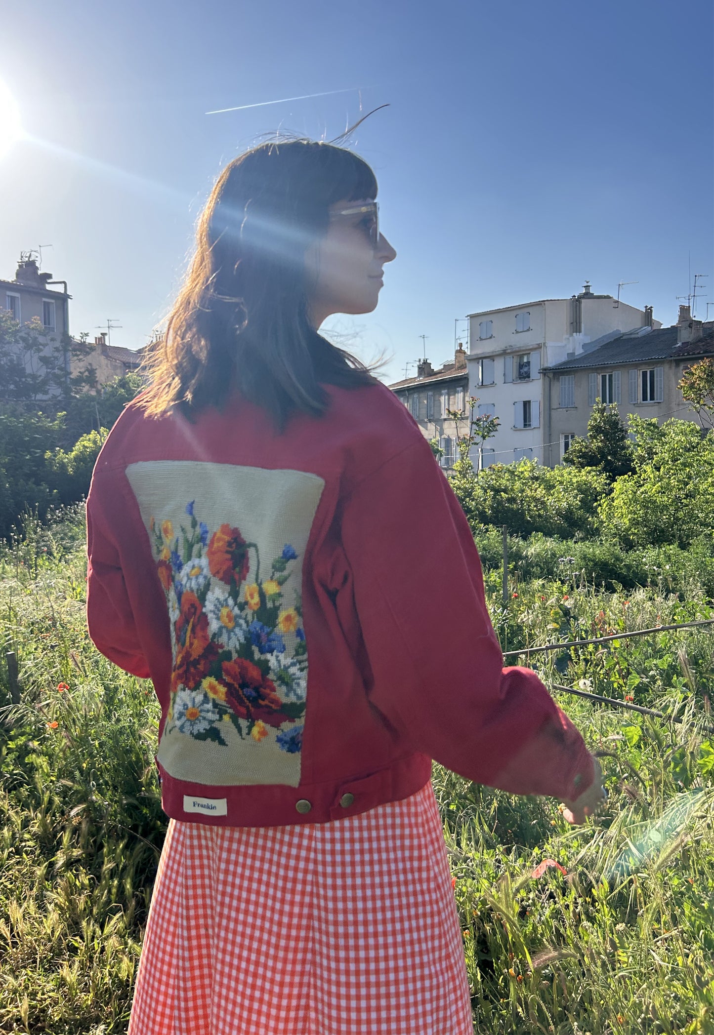 Upcycled jacket Poppies (M)