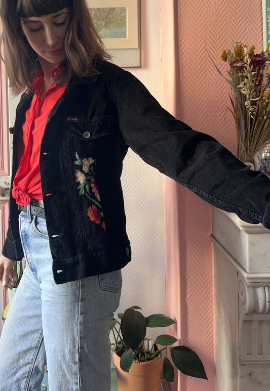 Upcycled jacket Flowers (S/M)
