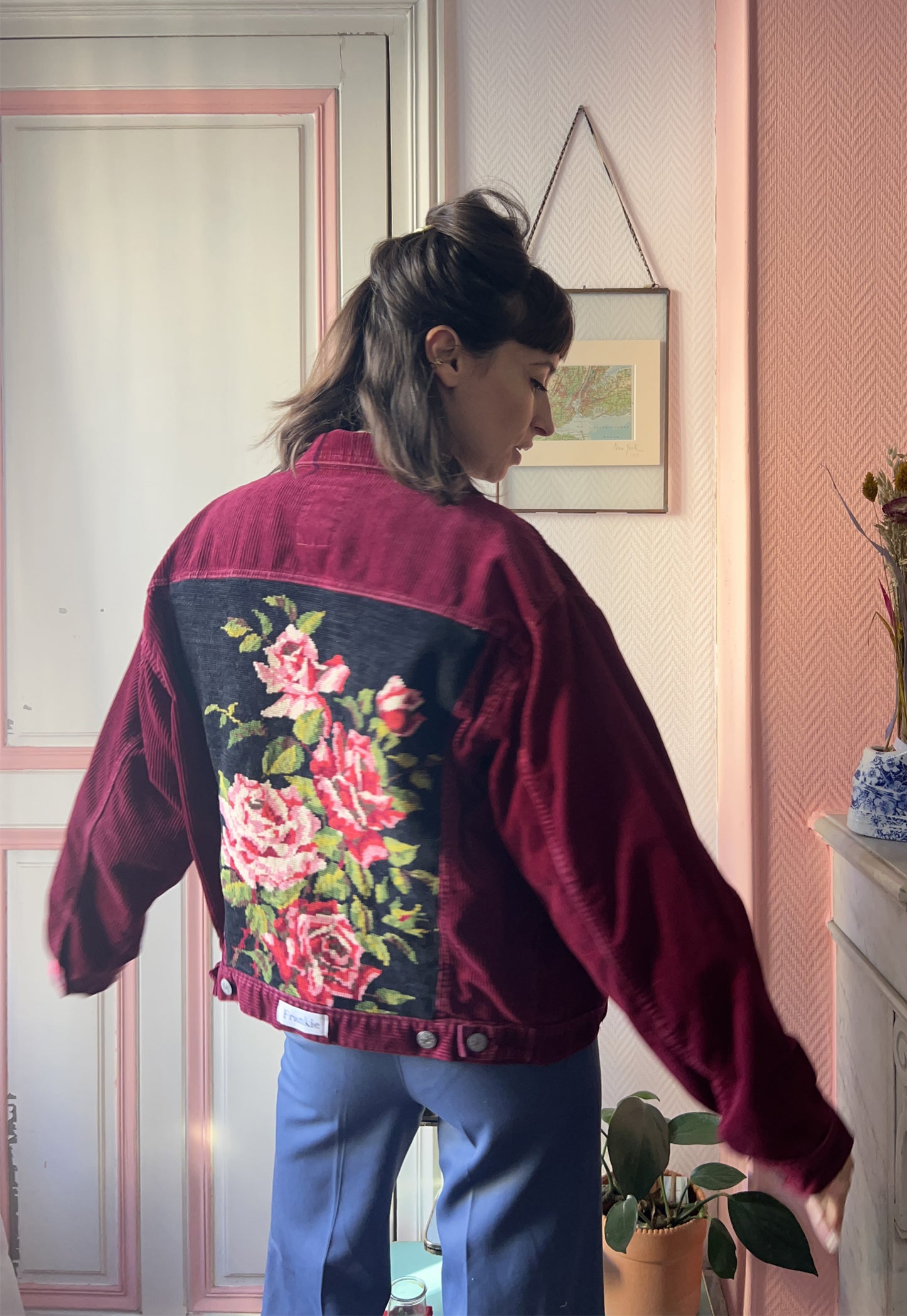 Upcycled jacket Roses (M/L)