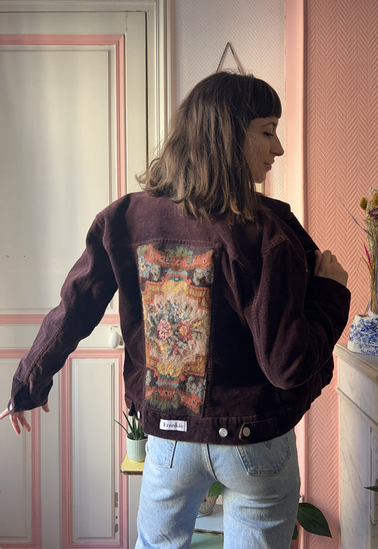 Upcycled jacket Flowers (S/M)