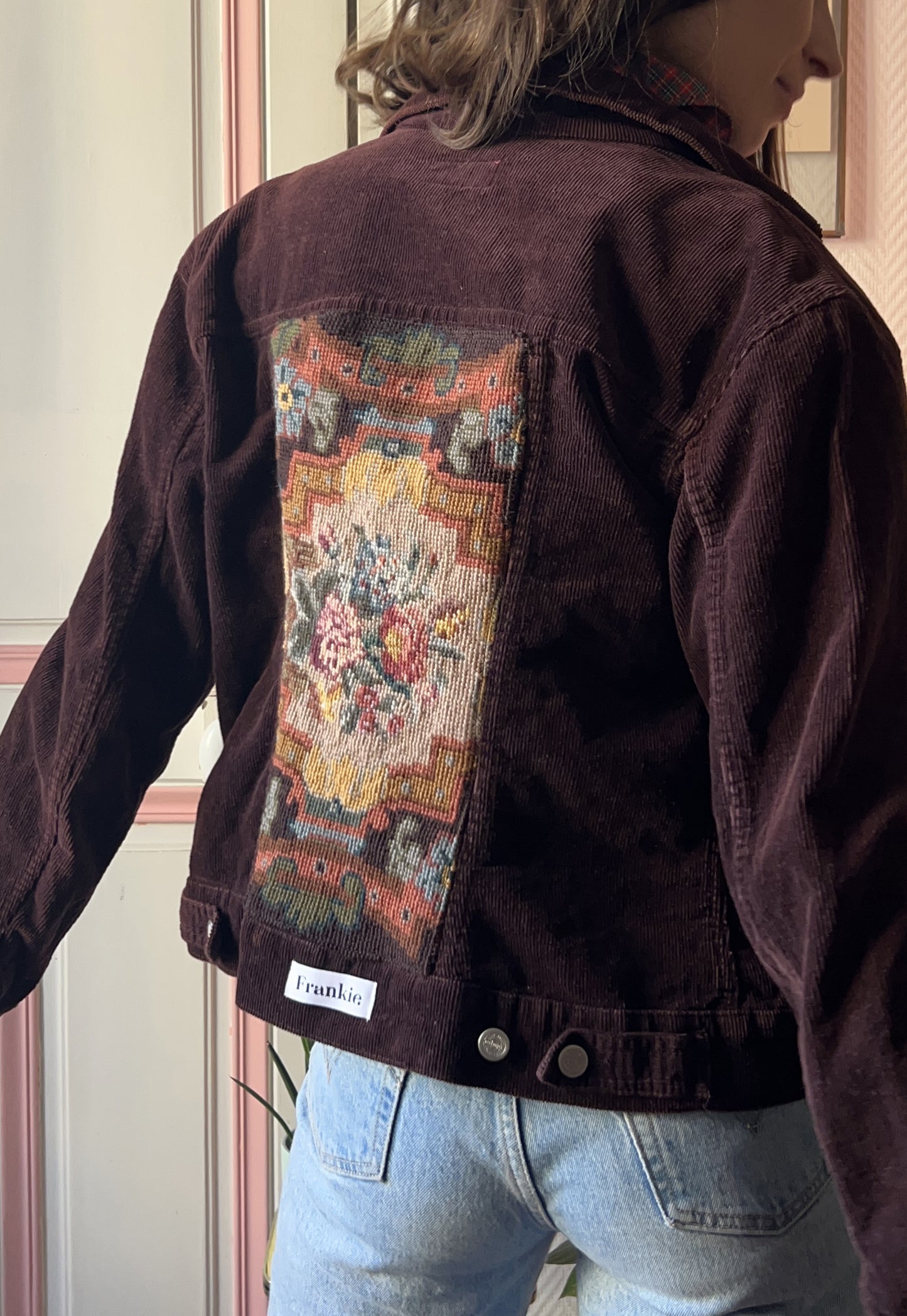Upcycled jacket Flowers (S/M)