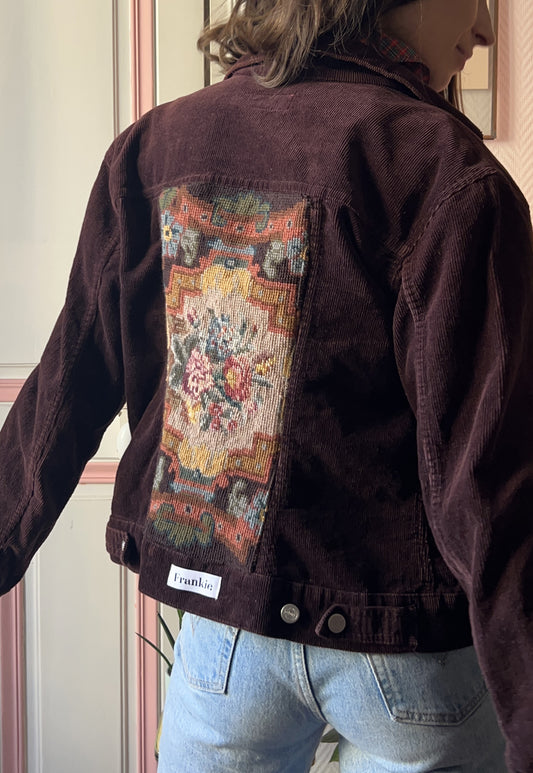 Upcycled jacket Flowers (S/M)