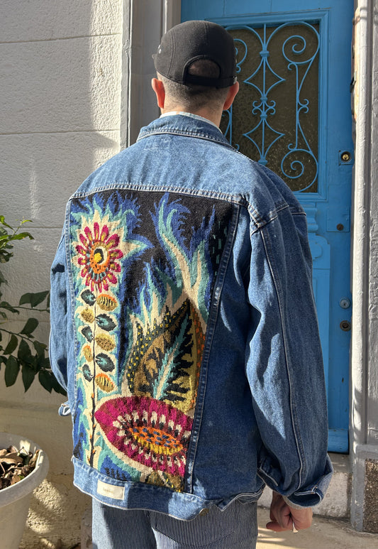 Upcycled jacket Psychedelic Garden (XL)