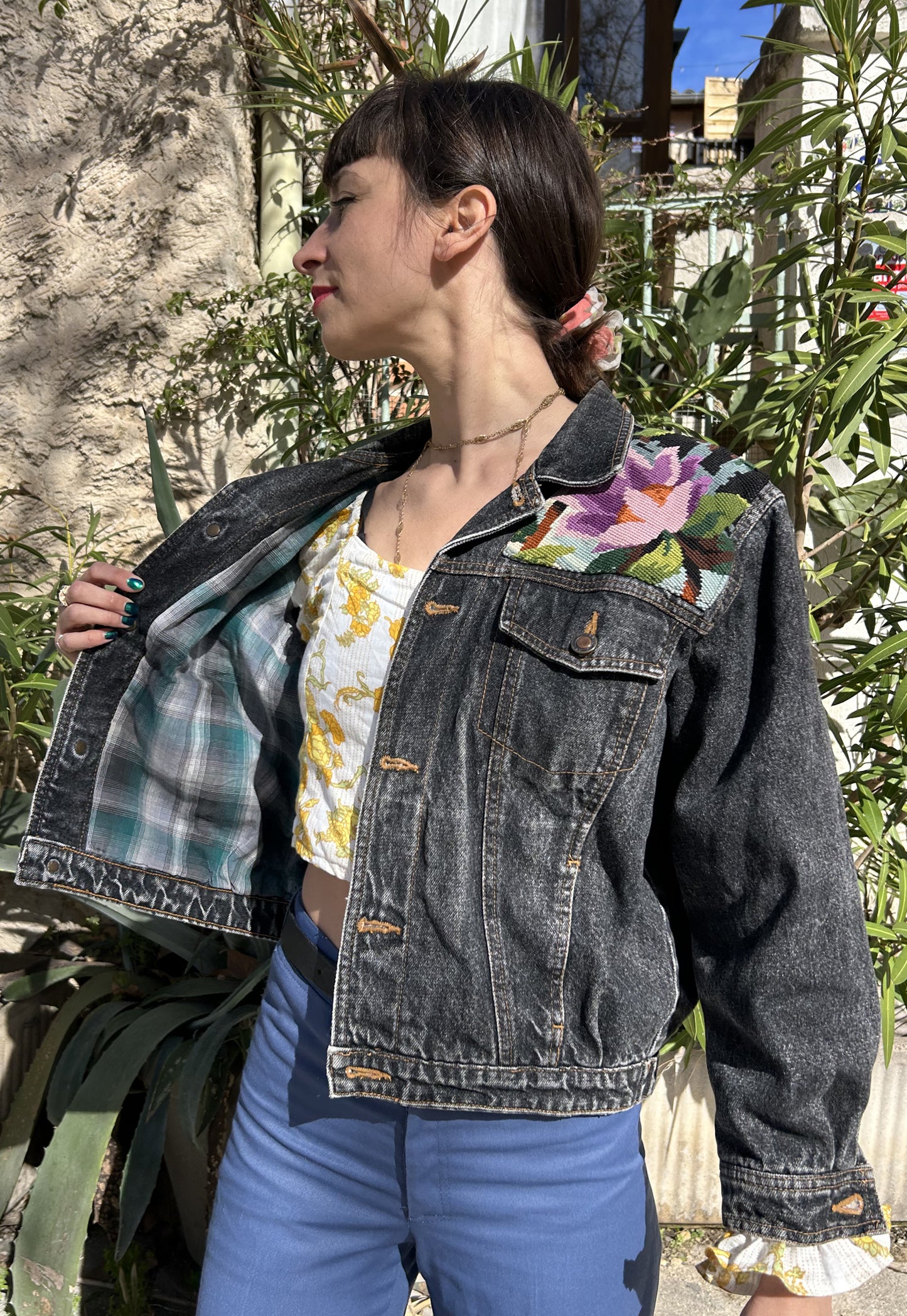 Upcycled jacket Flamingo (XS)