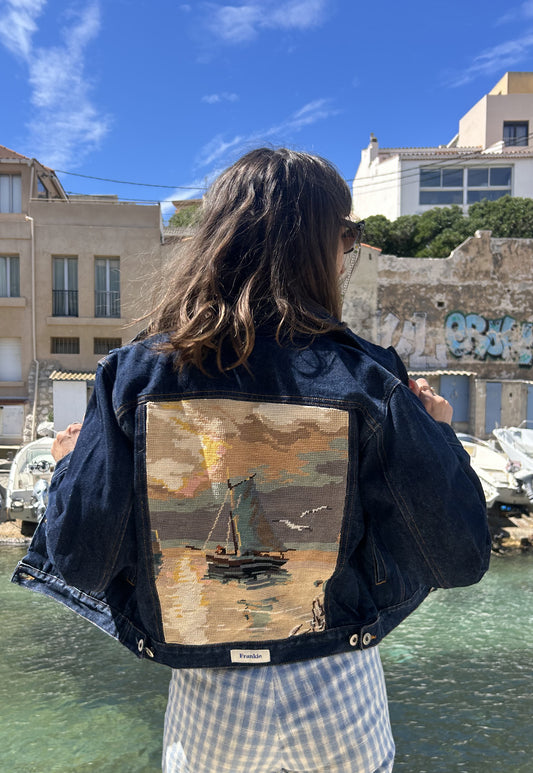 Upcycled jacket Blue Horizon (S)