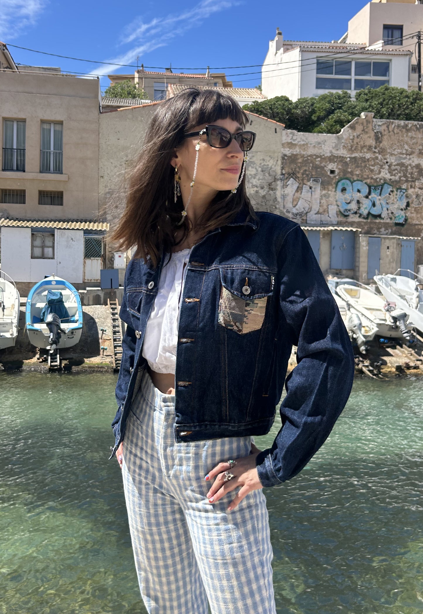 Upcycled jacket Blue Horizon (S)